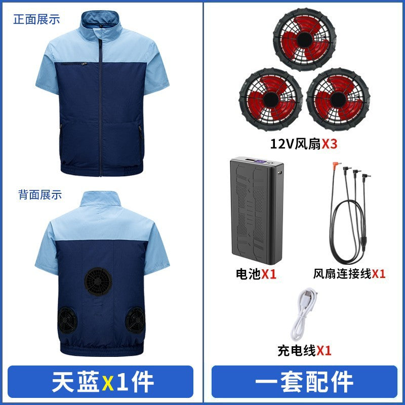 Cross-border New Smart Air-conditioning Clothing Jacket Clothes with Fan Outdoor Work Uniform Labor Protection Duty Fan Clothing