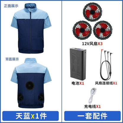 Cross-border New Smart Air-conditioning Clothing Jacket Clothes with Fan Outdoor Work Uniform Labor Protection Duty Fan Clothing