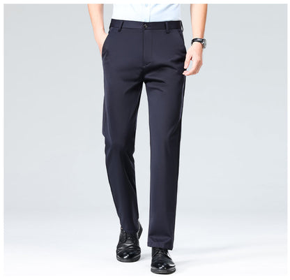 Wholesale casual pants men's four-sided elastic fabric summer ice silk pants trousers trousers high waist breathable iron-free formal trousers