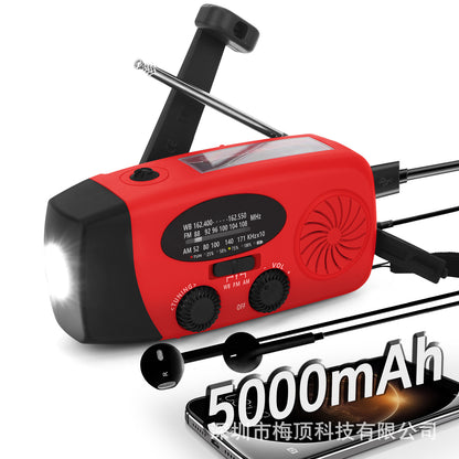 5000Mah Amazon Portable Emergency Radio Multi-Functional Solar-Powered Hand-Cranked Multi-Band Radio