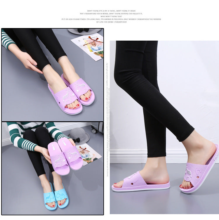 Summer Pvc Bathroom Slippers Home Cartoon Couple Slippers Indoor Cute Bath Non-Slip Sandals Women's Stall