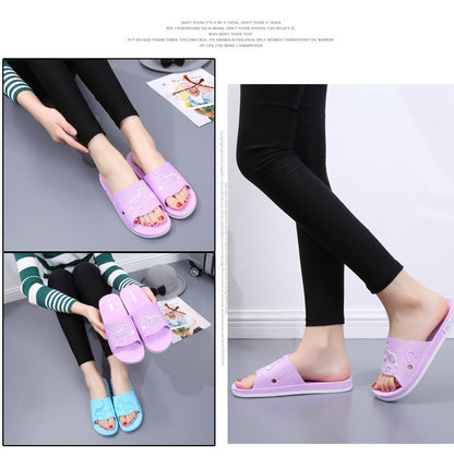 Summer Pvc Bathroom Slippers Home Cartoon Couple Slippers Indoor Cute Bath Non-Slip Sandals Women's Stall