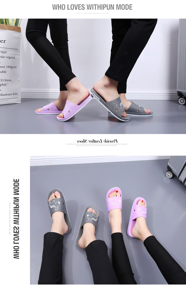 Summer Pvc Bathroom Slippers Home Cartoon Couple Slippers Indoor Cute Bath Non-Slip Sandals Women's Stall