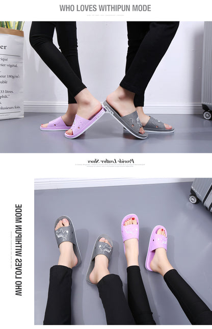 Summer Pvc Bathroom Slippers Home Cartoon Couple Slippers Indoor Cute Bath Non-Slip Sandals Women's Stall