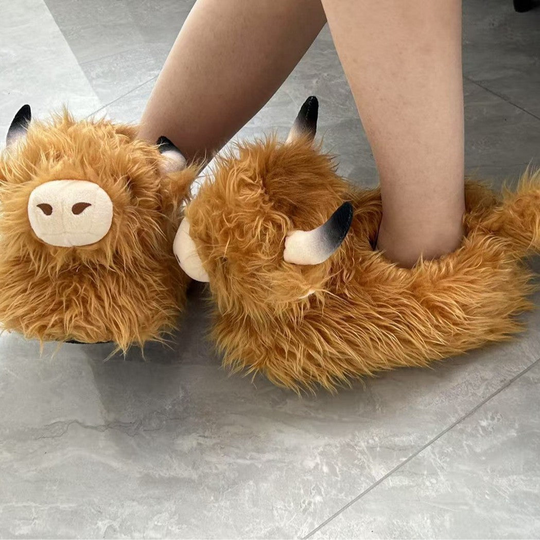 Imitation Yak Cotton Slippers Autumn and Winter Home Floor Stupid Cow Platform Cotton Shoes Cute Outer Wear Comfortable Slippers for Women