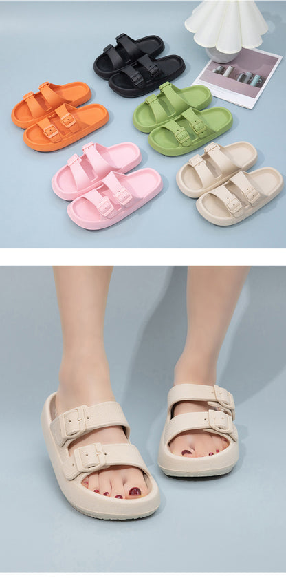 Foreign Trade Double Buckle Cool EVA Slippers Lovers Women's Beach Slippers Classic Men's Slippers