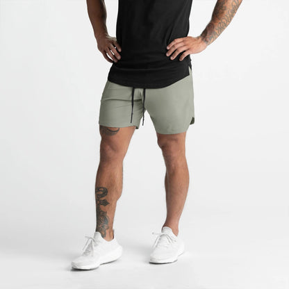 Crazy muscle men's shorts single layer woven quick-drying solid color running fitness sports casual American fifth pants