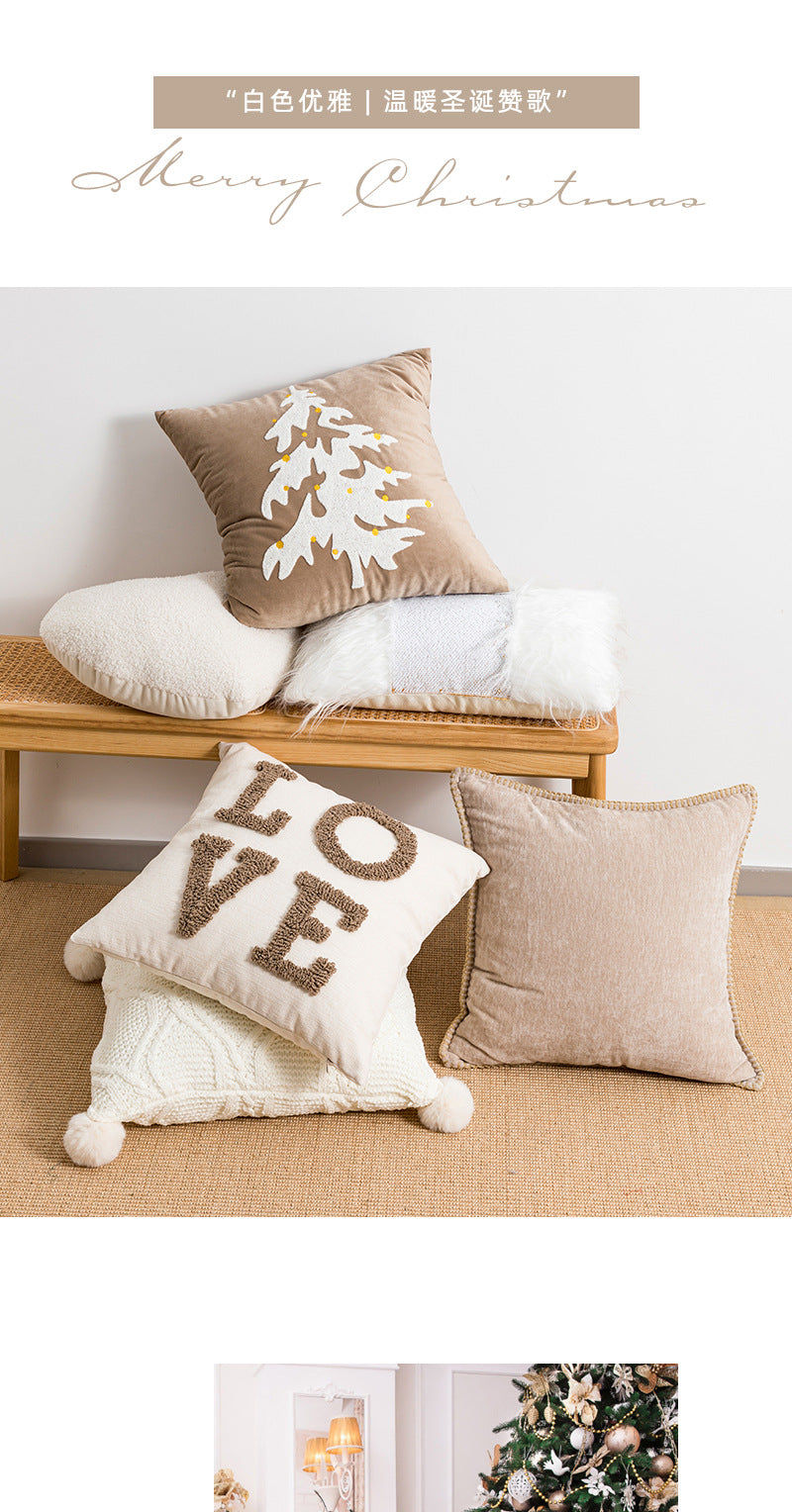 New Christmas pillow holiday decoration love pillow model room bedroom bedside tufted cushion pillowcase wholesale