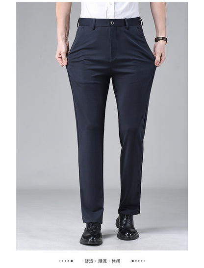 Live popular Tiger head summer thin men's casual pants men's straight business dad suit pants men's stretch long pants