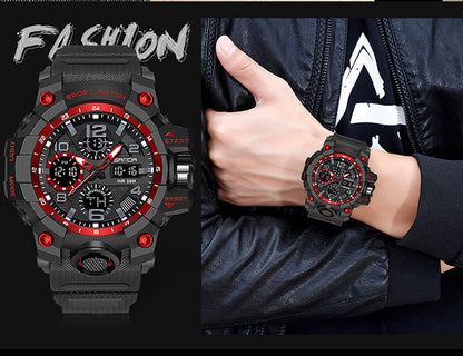 Sanda Hot-Selling Watch Korean Version Student Party Multi-Functional Waterproof Alarm Clock Electronic Watch Cool Dual Display Luminous Sports Watch by PDG ibma