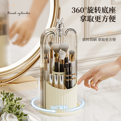High-End Cosmetics Storage Box Rotating Makeup Brush Storage Tube Lipstick Dressing Table Desktop Eyebrow Pencil Comb Pen Holder