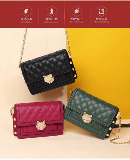 Chain Bag Women's 2024 New Trendy Fashionable Black Rhomboid Shoulder Crossbody Small Square Bag High-grade Commuter Shoulder Bag