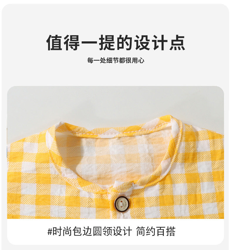 Boys and Girls Cloud Cotton Home Clothes Set Summer Cardigan Cartoon Kidsren's Pajamas Tops Pants Spring & Fall Two-Piece Set