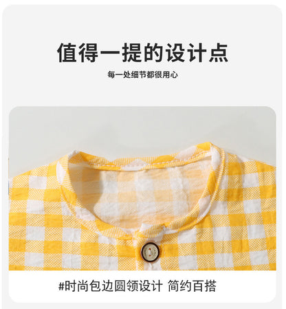 Boys and Girls Cloud Cotton Home Clothes Set Summer Cardigan Cartoon Kidsren's Pajamas Tops Pants Spring & Fall Two-Piece Set