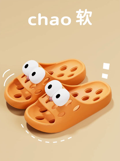 Bathroom Bath Slippers Women's Cartoon Eyes New Summer Home Dormitory Hotel Anti-slip Water Leakage Quick-drying Sandals for Men