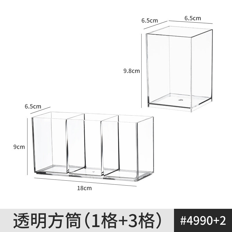 [Multiple Specifications] Transparent Square Storage Tube Detachable Cosmetics Organizer Box Cosmetics Storage Rack Mi Mu