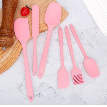 Factory in stock silicone baking 6-piece one-piece silicone scraper spatula oil brush household baking tools suit