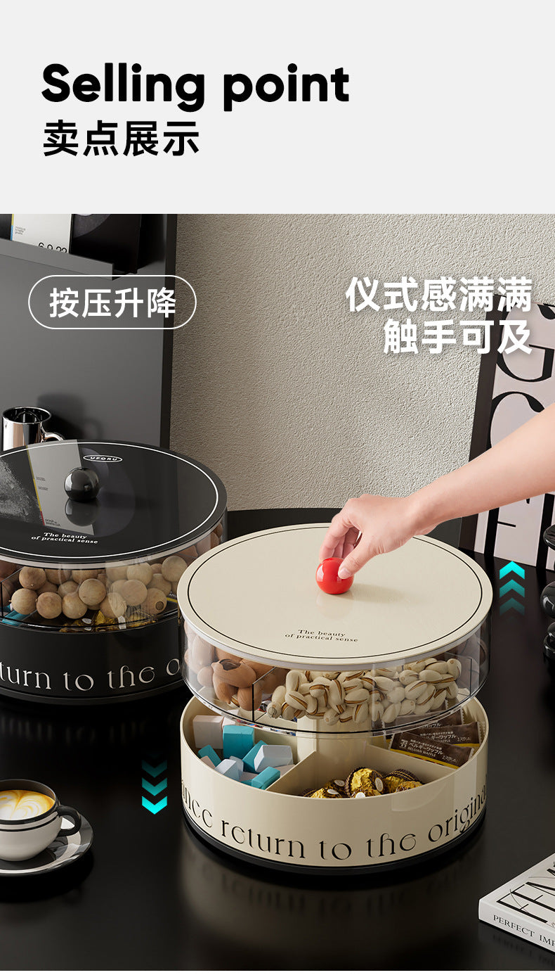 Fruit Tray Living Room Coffee Table Food Grade Melon and Peanut Snacks Dried Fruit Box Multi-layer Rotating Liftable Candy Box