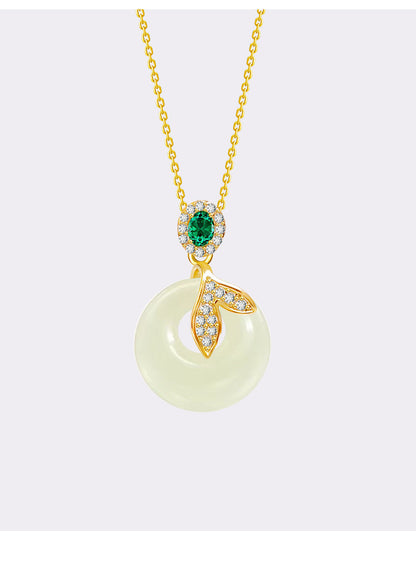 S925 Sterling Silver Clavicle Necklace Women's Summer Hetian Jade Fish Tail Pendant Simple Accessible Luxury Niche High-End Accessories