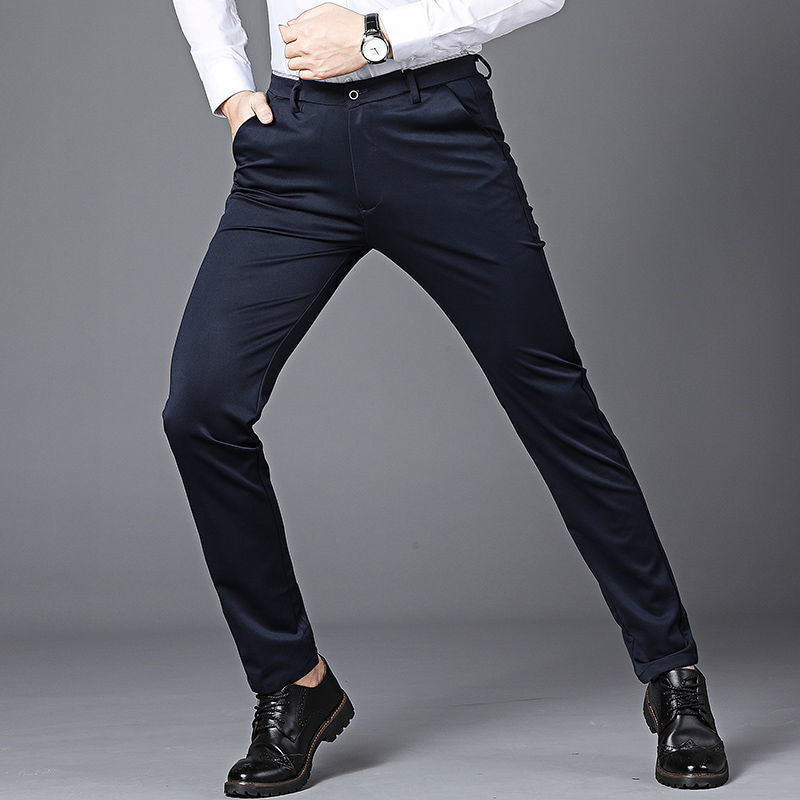 28-40 Summer New Men's Casual Pants Slim-fit Elastic Small Straight Korean Style Suit Pants Men's Pants