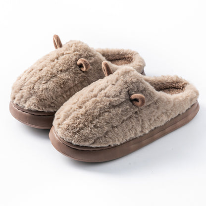 Cotton Slippers for Women, Cute Girly Heart, Indoor Home, Non-Slip, Warm, Couple Style, Dormitory Wearable Slippers for Men, Autumn and Winter