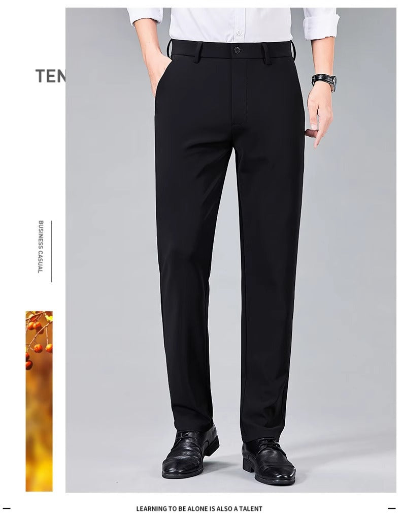 Business Pants Men's Casual Pants Summer Ultra-thin Stretch Ice Silk Men's Pants Middle-aged Loose Straight Suit Pants