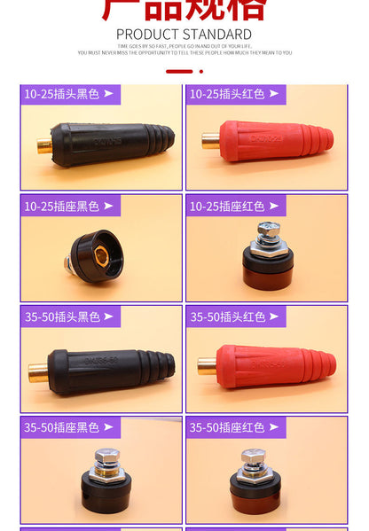Welding Machine Quick Connector Dkj25-35-50-70 Square All-Copper European Quick-Plug Welding Head Cable Connector
