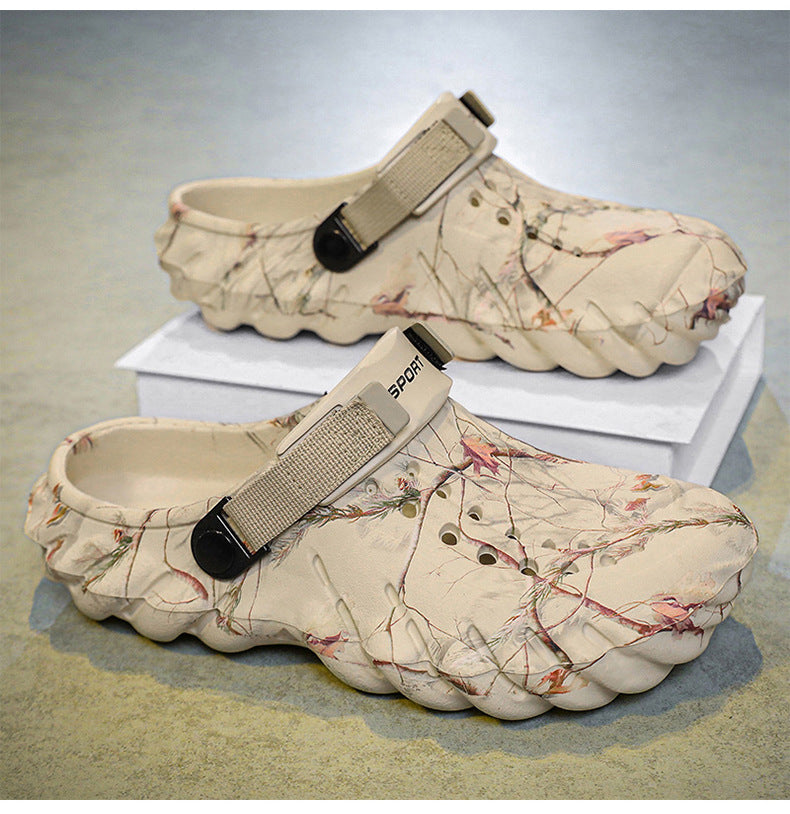 One Shoe, Two Wear, Fashionable Large Size Cross-Border Clogs, Men's Outer Wear, Casual Toe-Toe Slippers, Outdoor Trendy Men's Beach Shoes