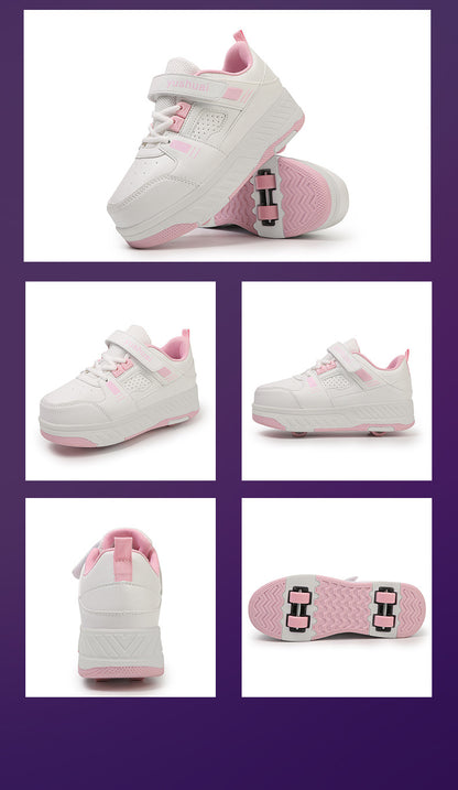 New heloo shoes two-wheel roller shoes children with wheels shoes girls skates student deformation shoes wholesale