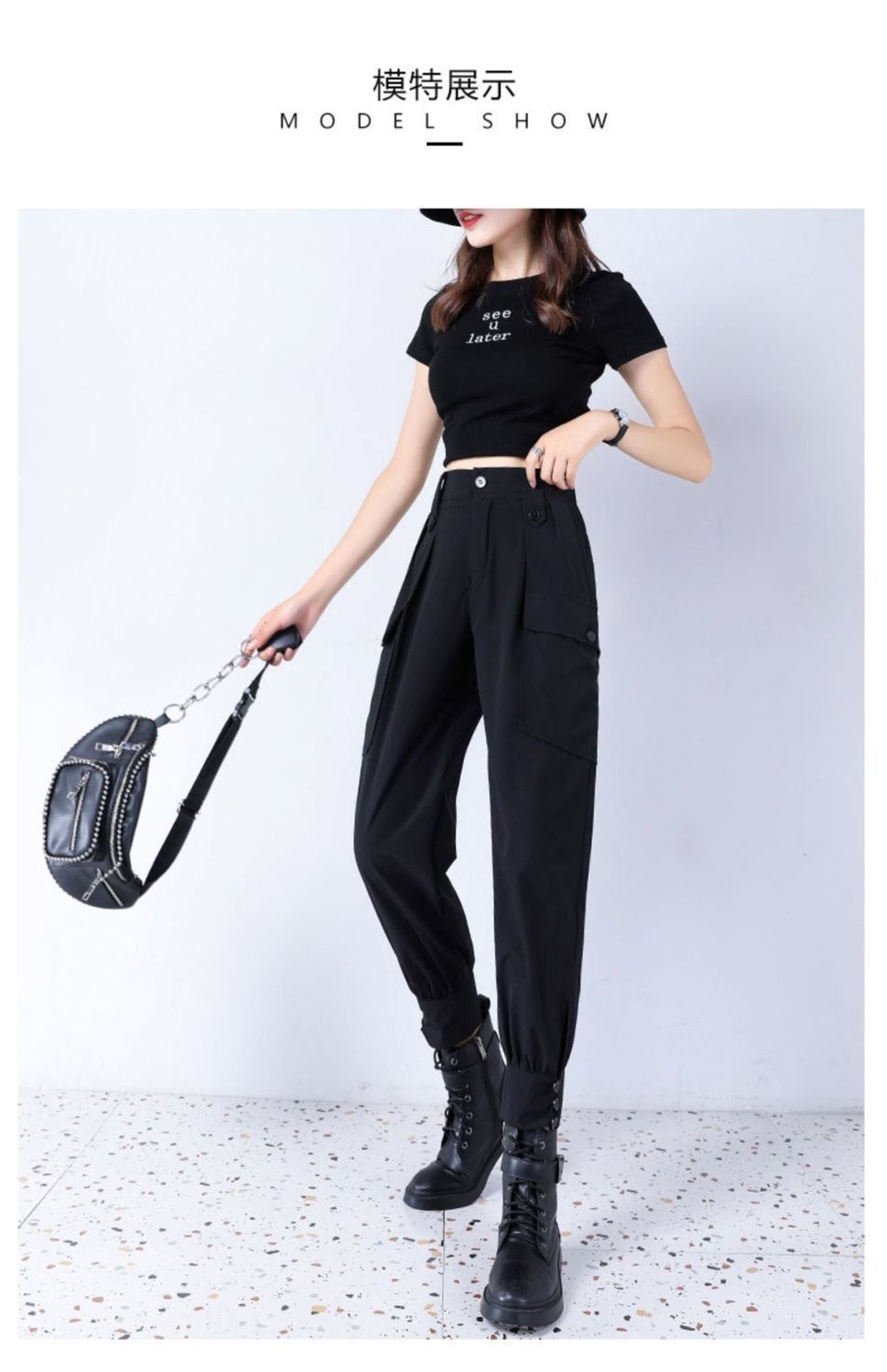 Women's Fleece-Lined Thickened Winter Korean-Style Cargo Pants, Jogger Loose Slimming Ins Harem Casual Pants for Students