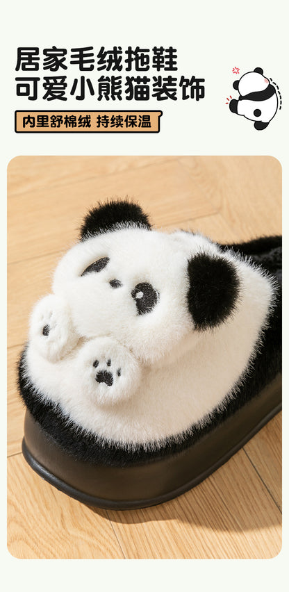 Thick-Soled High-Heeled Cotton Slippers for Women's Home, Cute Bear Girl's Heart Heightening Slippers, Winter Warm and Non-Slip Outer Wear