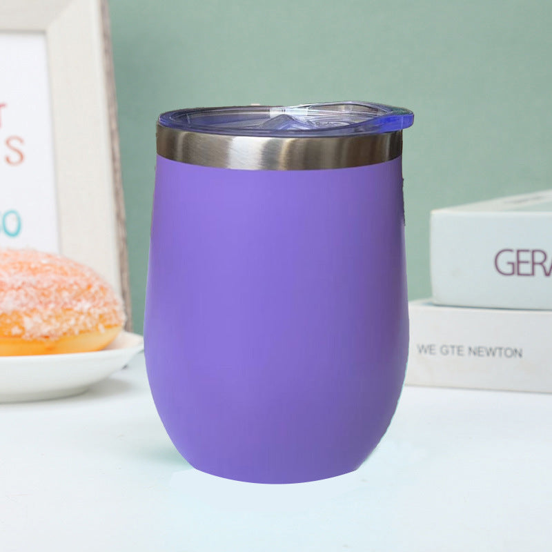 304 Stainless Steel Eggshell Cup Portable Cross-Border U-Shaped Wine Thermos Cup 12oz Cup American Style Wholesale Aviation Cup