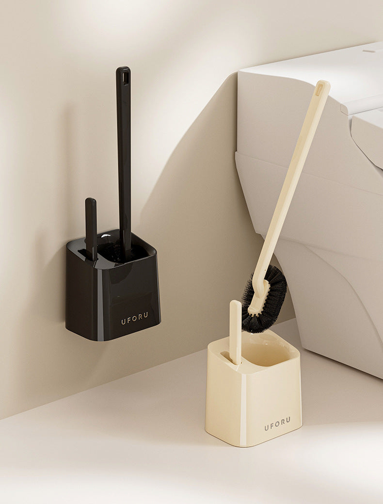 Long-Handled Toilet Brush Bathroom Multi-Functional No-Dead-Angle Cleaning Brush Household Punch-Free Wall-Mounted Toilet Brush with Base