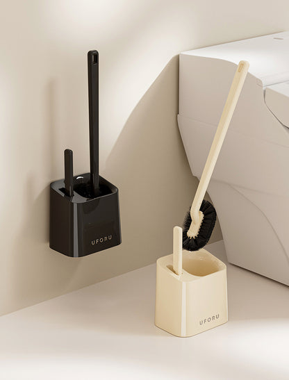 Long-Handled Toilet Brush Bathroom Multi-Functional No-Dead-Angle Cleaning Brush Household Punch-Free Wall-Mounted Toilet Brush with Base