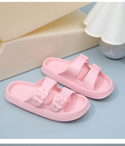 Foreign Trade Double Buckle Cool EVA Slippers Lovers Women's Beach Slippers Classic Men's Slippers