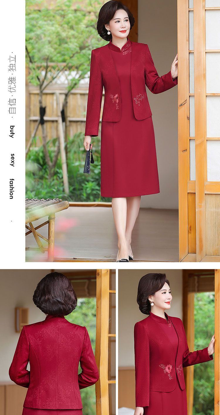 2024 New Chinese Mother's Wedding Dress Two-Piece Wedding Dress for dress Women's Spring and Autumn Middle Year Happy Mother-in-Law Wedding Dress