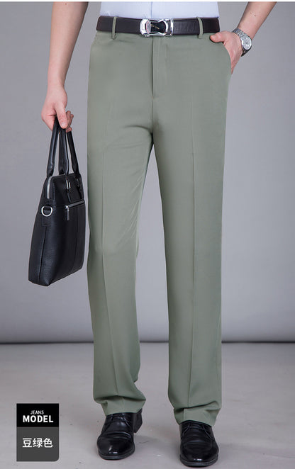 2025 New Summer Thin Mulberry Silk Middle-Aged Business Casual Straight Loose Wrinkle-Free Men's Pants