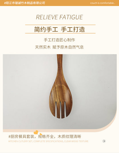 Teak Wood Six-Piece Set, Solid Wood, Environmentally Friendly, Does Not Damage Pots, Good Heat Insulation, Kitchen Functional Spoon and Spatula Set