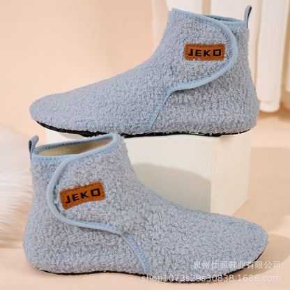 Cross-Border Large Size Shein Winter New Women's Velcro Home Indoor Non-Slip Warm Long Plush Snow Boots