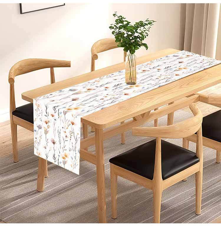 Amazon New Flower Table Runner Living Room Dining Table Decorative Tablecloth Cross-border Plant Flower Printing Tablecloth Coffee Table Cloth