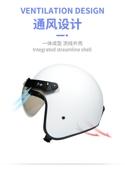 Cross-border retro helmet personality men's and women's leather helmet electric car helmet 3/4 summer helmet half helmet scooter four seasons universal