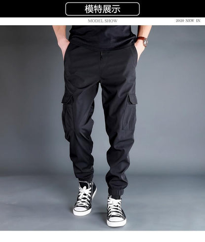 Ice Silk Crock Pants Men's Leg-tipped Summer Thin Casual Pants Loose plus size Quick-drying Pants Fashion Brand Sports Pants