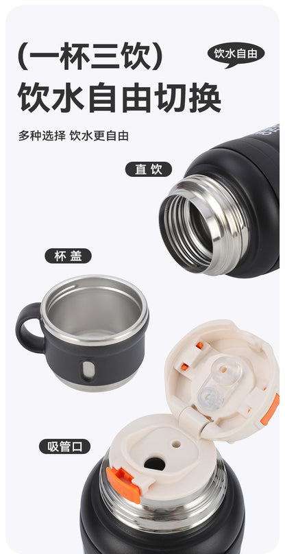 New Large-Capacity Straw Insulated Cup, Outdoor Portable Vacuum Double-Drink Cup, Household Double-Layer 316 Stainless Steel Water Cup