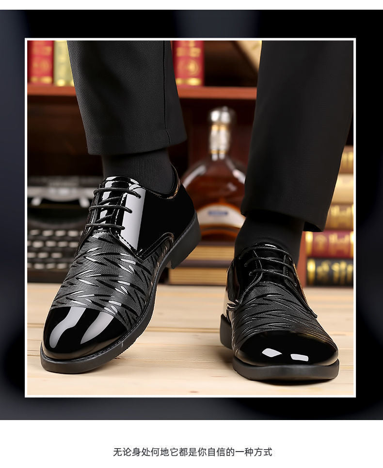 Men's Leather Shoes Men's Shoes 2020 Spring New Youth Business British Black Casual Breathable Dress Shoes