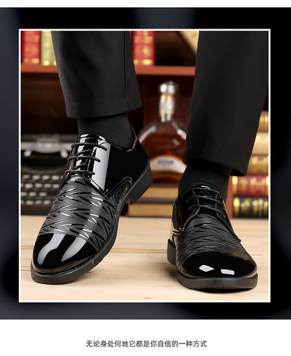 Men's Leather Shoes Men's Shoes 2020 Spring New Youth Business British Black Casual Breathable Dress Shoes