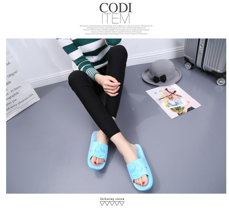 Summer Pvc Bathroom Slippers Home Cartoon Couple Slippers Indoor Cute Bath Non-Slip Sandals Women's Stall