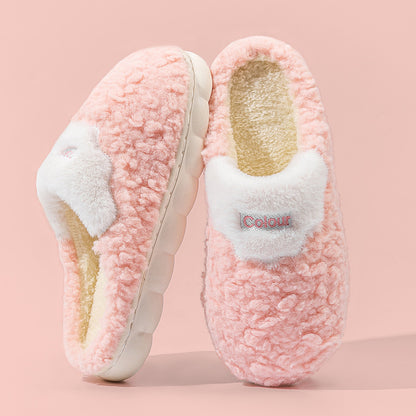 Cotton Slippers for Women, Cute Cartoon Indoor Non-Slip Warm Cotton Shoes for Students and Couples, Korean Style Slippers for Men, Winter Style