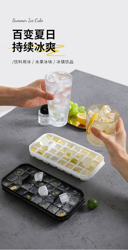 Press Ice Tray Ice Cube Mold Household Ice Box Storage Frozen Ice Cube Model Household Easy-Release Quick-Frozen Artifact
