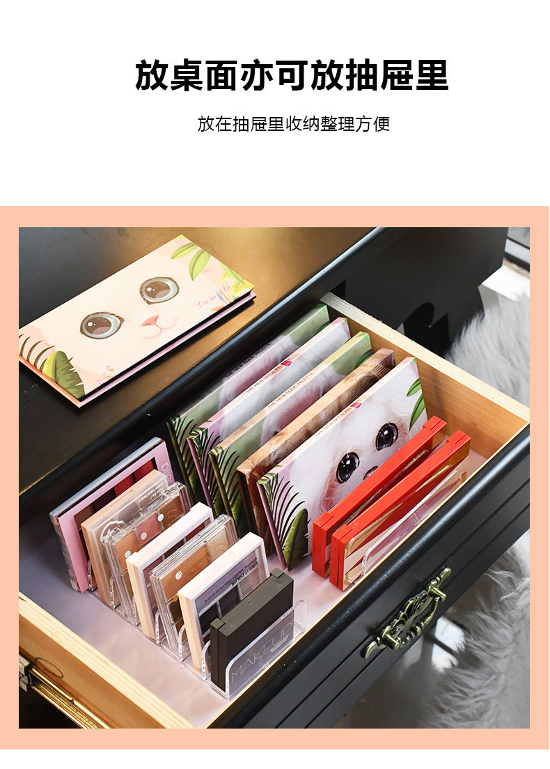 Cross-border Eye Shadow Plate Storage Rack Transparent Powder Cake Box Desktop Drawer Split-compartment Cosmetic Cosmetic Storage Rack Customization