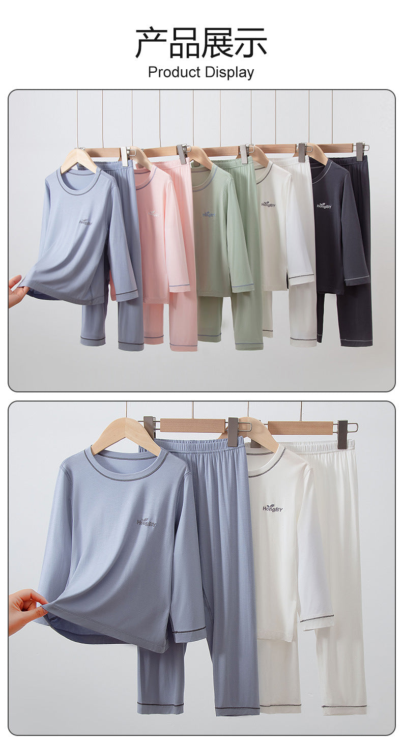 Summer Boys' Short-sleeved Shorts Modal Children's Pajamas Girls' Parent-child Home Clothes suit Children's Air-conditioning Clothes